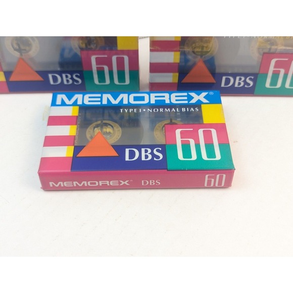Lot of 3 Vintage Memorex DBS 60 Cassette Tapes – Pink Clear – Retro – New Sealed - Picture 5 of 7